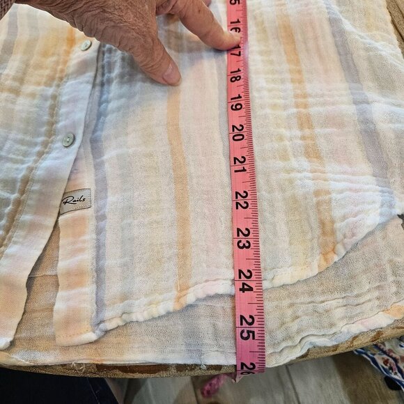 Rails Ellis Aurora Shirt Medium Gauze Pastel Stripe Button Long Sleeve Cotton - Picture 9 of 10